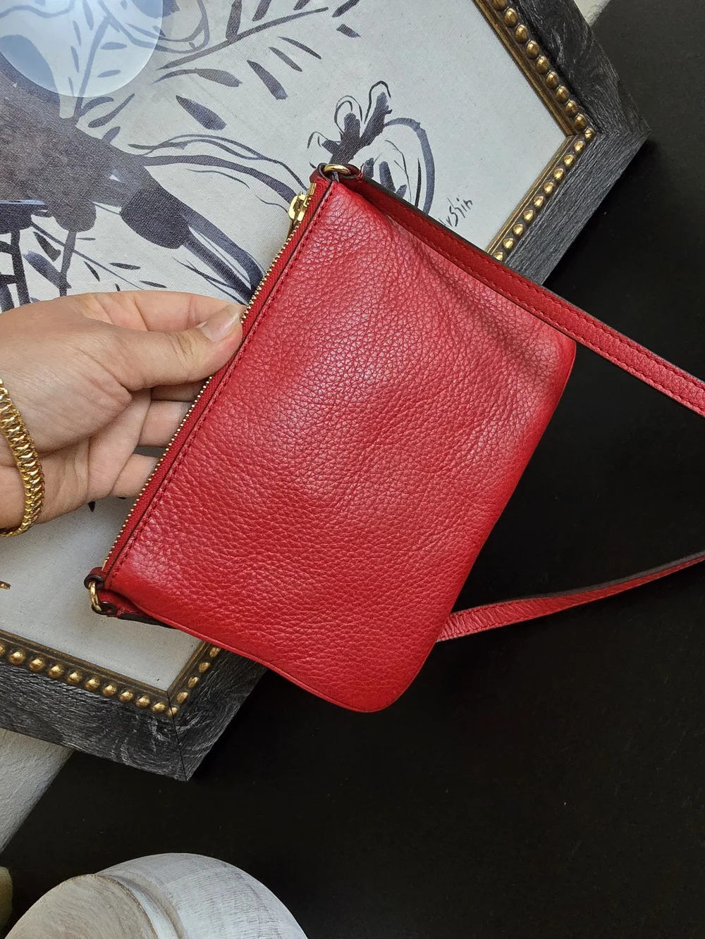 Michael Kors Red Leather Crossbody Mini Bag
